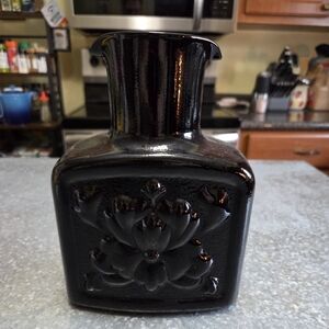 Indiana Glass Double Spout Pitcher Black Amethyst Tiara Exclusive Vtg Label